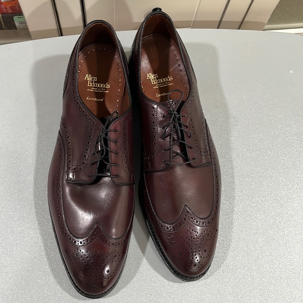Allen Edmonds Men’s Cambridge Shell Cordovan Wingtip Dress Shoe in Burgundy NEW